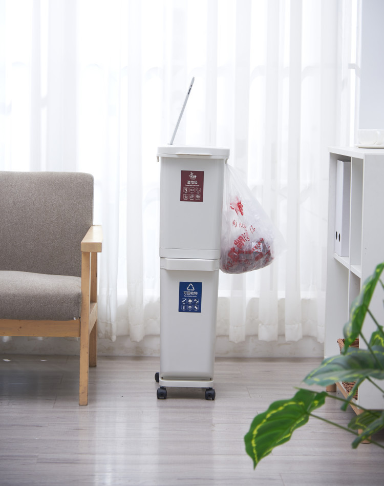 Wholesale of touch-type, stackable, simple hotel plastic vertical household paper basket trash cans in Shanghai