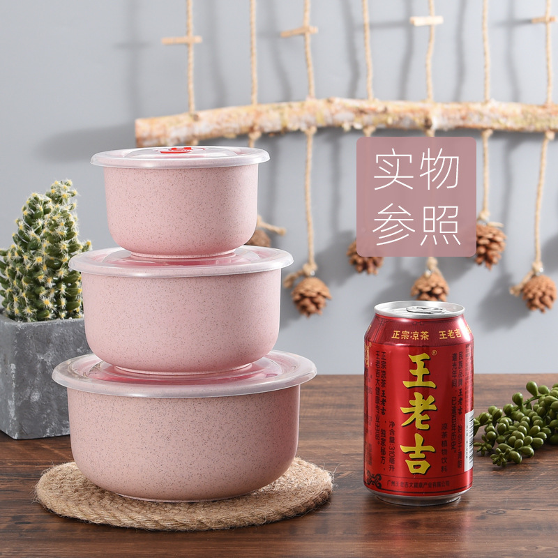 Three-piece set of wheat straw preservation bowl, microwave oven sealed bowl with lid, round bento box, lunch box and preservation box Application Scenario