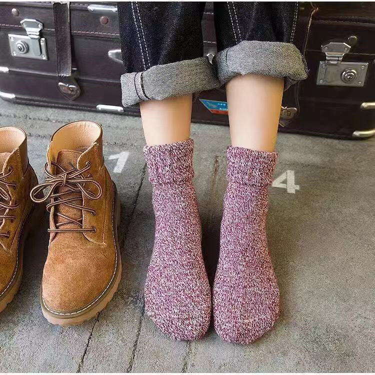 冬季袜子女士中筒袜秋冬款韩版加厚羊毛线棉袜学院风长筒保暖袜详情图3