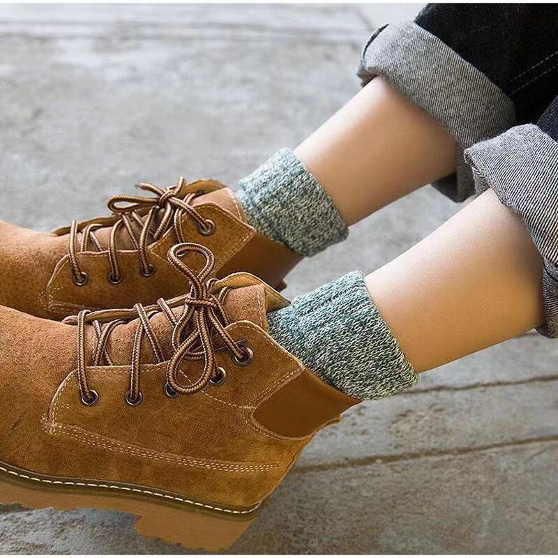 冬季袜子女士中筒袜秋冬款韩版加厚羊毛线棉袜学院风长筒保暖袜详情图2