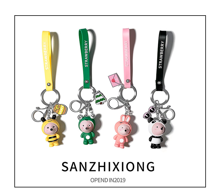 Cute cartoon mouse car keychain, couple car key chain, ring, small car lock, pendant, bag, hanging decoration, gift