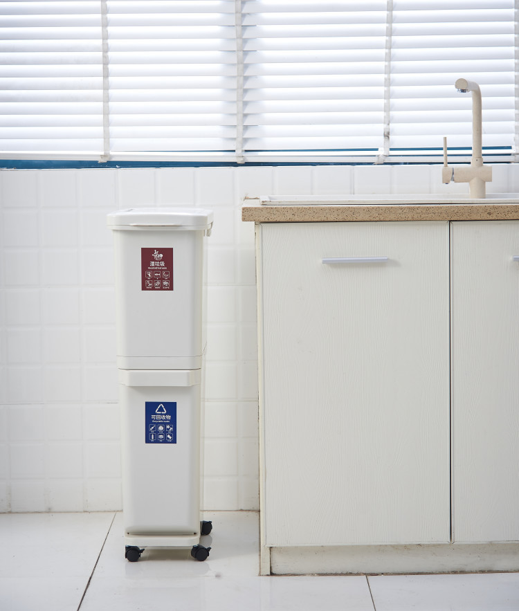 Wholesale of touch-type, stackable, simple hotel plastic vertical household paper basket trash cans in Shanghai details Picture