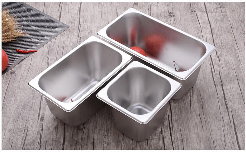 1/2 6.5 cm deep kitchenware, tools, tableware, buffet food pot, American stainless steel food container Item Picture