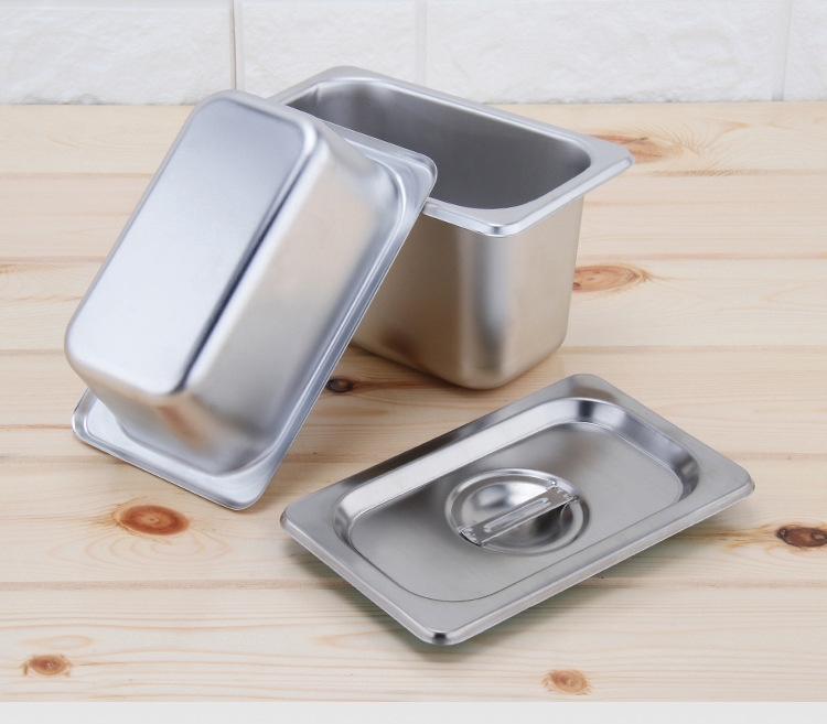 1/2 6.5 cm deep kitchenware, tools, tableware, buffet food pot, American stainless steel food container Application Scenario