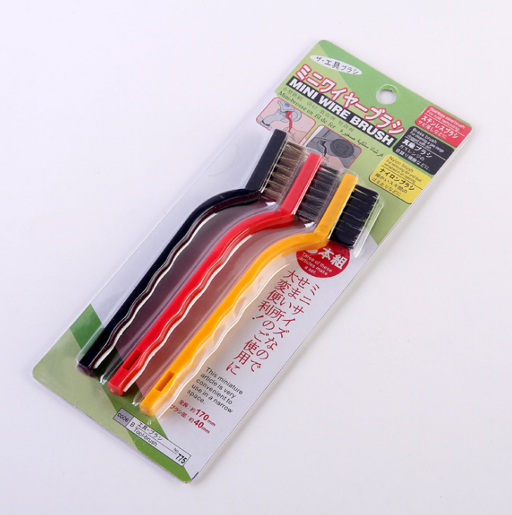 Japanese-style small three-piece gas stove cleaning brush: iron brush, copper brush and fiber brush details Picture