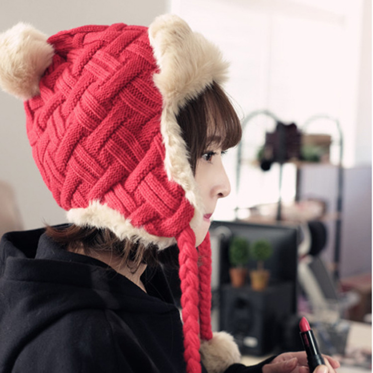 Knitted Wool Lei Feng Hat Ear Cap