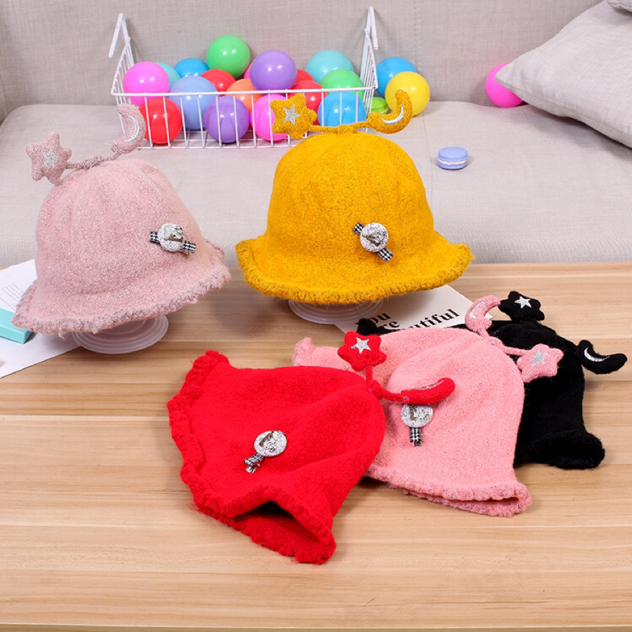 Yiwu Selection baby hat Autumn and winter female baby woollen hat princess lovely baby warm knitting hat