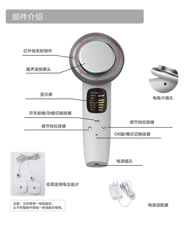 Instrumento ciliar EMS low period meridian massage instrumento ultrasónico de pérdida de peso instrumento de belleza con pantalla Application Scenario
