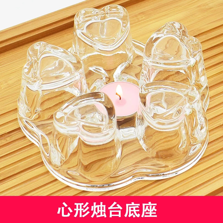 Tetera base de cristal calentador de vidrio aislante tealight candle set heart size tealight burn candle base aislante details Picture