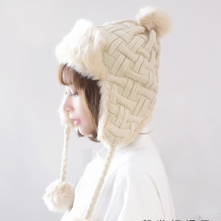 Knitted Wool Lei Feng Hat Ear Cap details Picture
