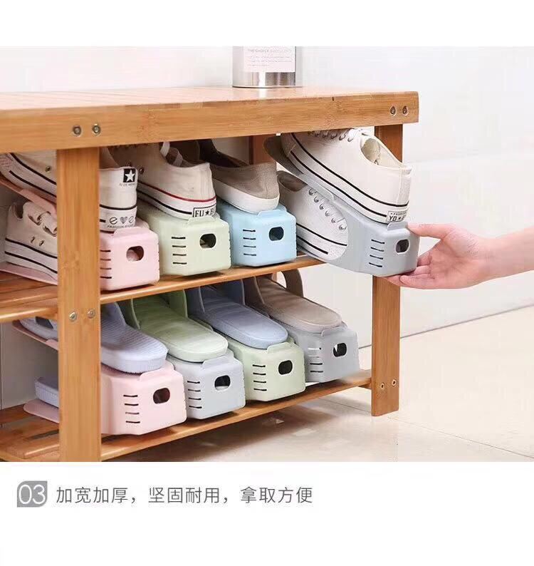 一体式鞋架不可调节收纳鞋架简易塑料鞋架双层鞋架鞋柜收纳白底实物图