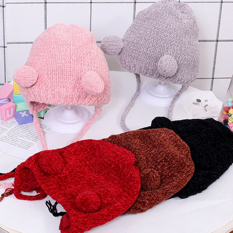 Yiwu Selection baby hat Autumn and winter female baby woollen hat cute baby warm knitted hat thumbnail