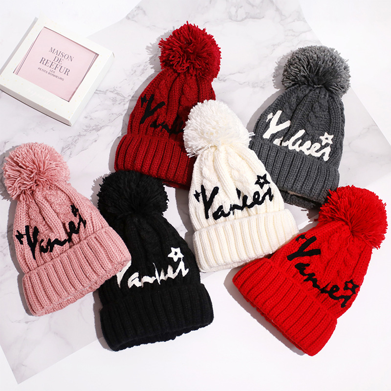 Knit hat Autumn winter Han edition female student woollen hat outdoor ear protector thickened cap letter hat a substitute hair thumbnail