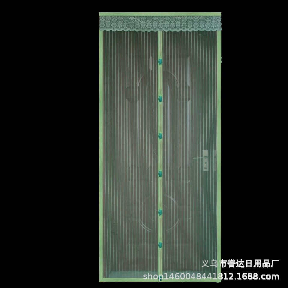 一件代发|夏天防蚊防蝇条纹鸟扣免穿磁性软纱门六条七扣门帘外贸产品图