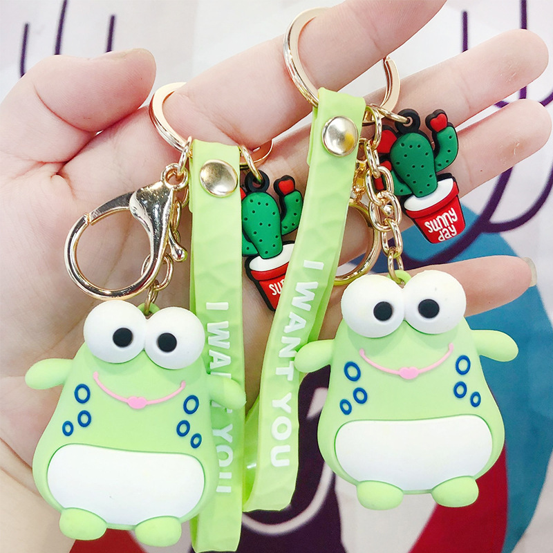 Wholesale of creative Korean girl style Instagram resin Q-version cute frog keychains, couple key chains and personalized pendants Application Scenario