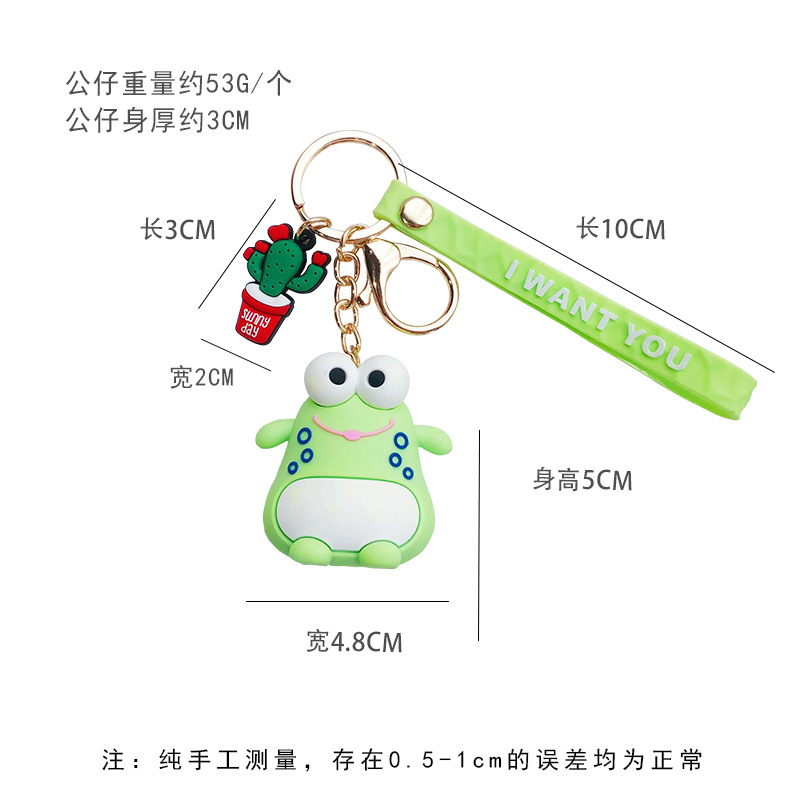 Wholesale of creative Korean girl style Instagram resin Q-version cute frog keychains, couple key chains and personalized pendants details Picture