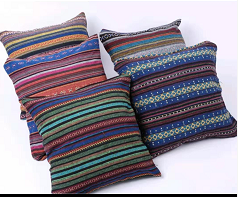 Retro coarse cloth ethnic style striped jacquard cushion backrest cover