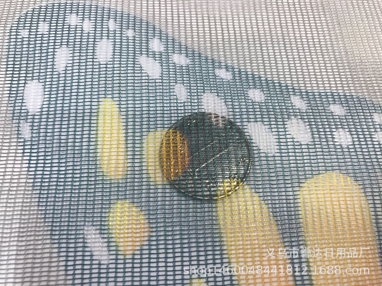 外贸免穿磁性纱门 大蝴蝶款 方格印花 六段磁条七对鸟抠防蚊门帘产品图