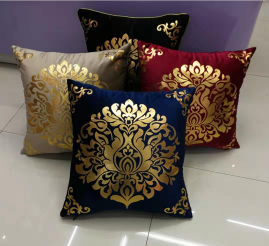 Positioned gold-embossed European country-style throw pillow, waist pillow, and square pillowcase details Picture