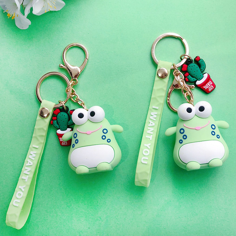 Wholesale of creative Korean girl style Instagram resin Q-version cute frog keychains, couple key chains and personalized pendants Specification image