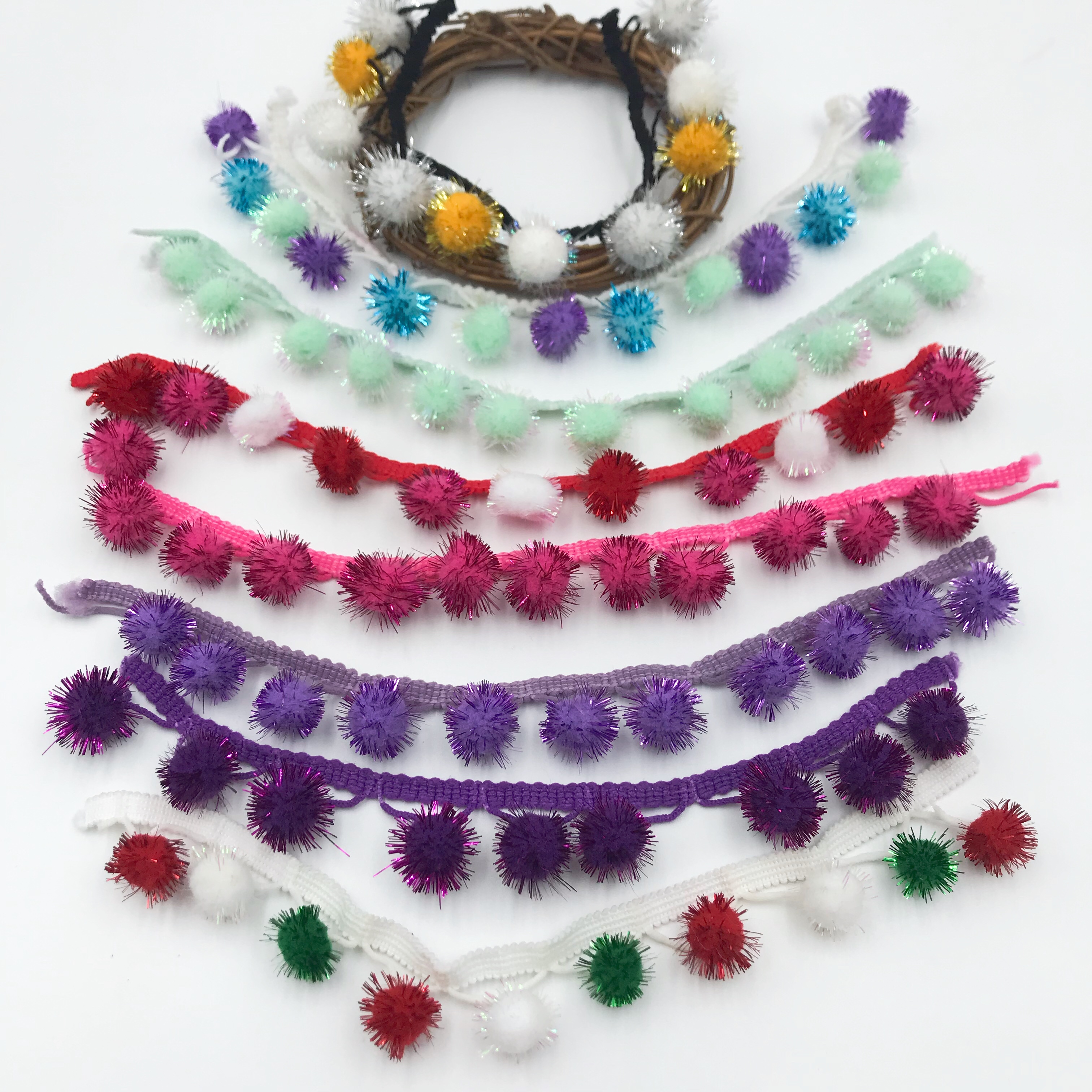 多色手工花边毛毛球DIY手工饰品服装辅料厂家直销批发