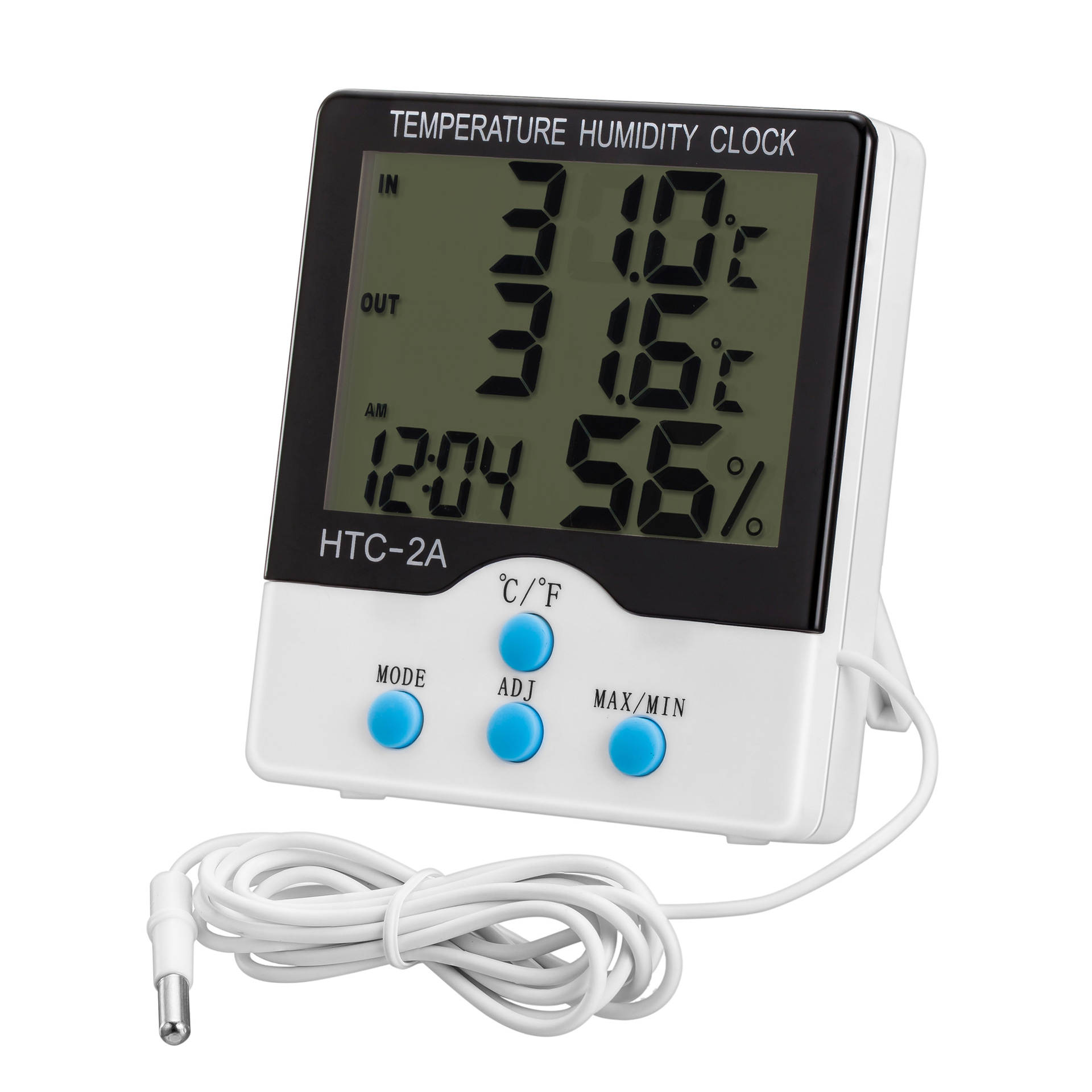 Factory direct sales of HTC-2A household multi-functional temperature and humidity meter, timing calendar alarm clock, electronic products in stock for wholesale details Picture