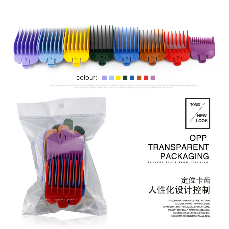 Color universal 8-piece set of electric clipper limit comb, positioning comb, oil head, electric clipper caliper, hair clipper accessories details Picture