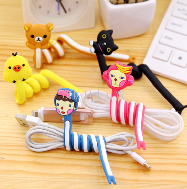 Q version of the cute animal strip winder creative silica gel wire winding binding wire with wire arranging machine cartoon earphone cable tying machine