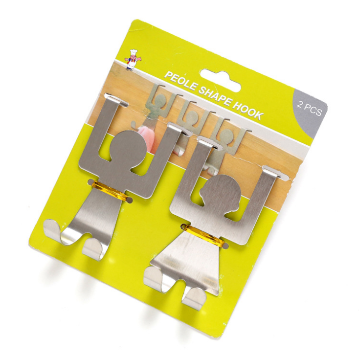 Cartoon humanoid door-back hook, creative, seamless and nail-free cabinet door, rag bag hanger and storage hook Application Scenario