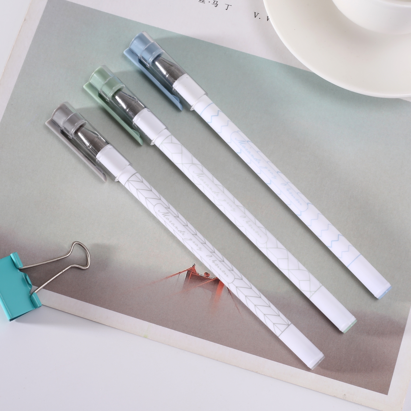 Wanbang Youpin GP-3807 full-needle Ballpoint pen, 2 pieces, 0.4mm, simple style, easy to write and cap details Picture