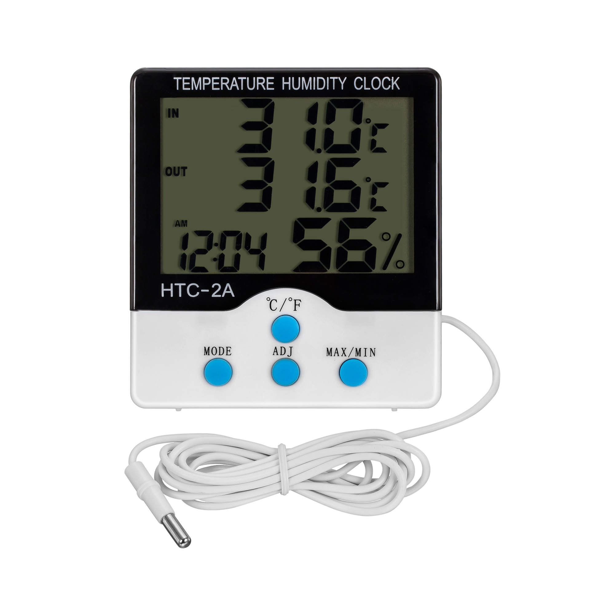 Factory direct sales of HTC-2A household multi-functional temperature and humidity meter, timing calendar alarm clock, electronic products in stock for wholesale