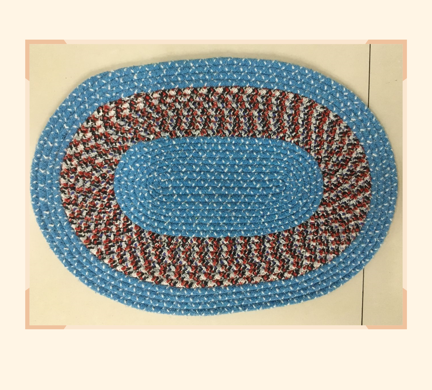 1cm thick oval thick rope floor mat, cotton mat, woven mat, round rope mat, household mat, door mat, oval carpet Application Scenario