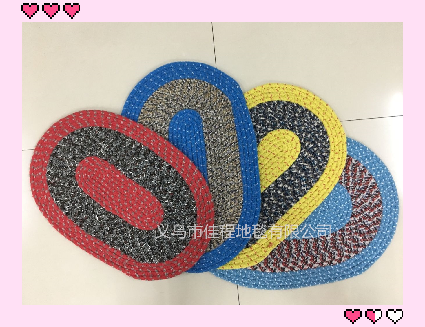 1cm thick oval thick rope floor mat, cotton mat, woven mat, round rope mat, household mat, door mat, oval carpet details Picture