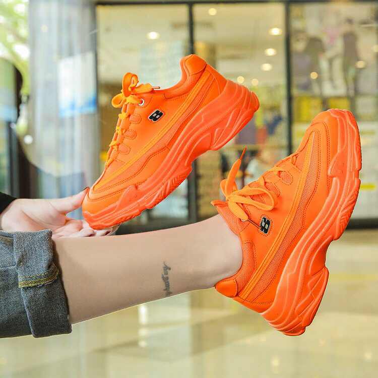 运动鞋厚底鞋白底实物图