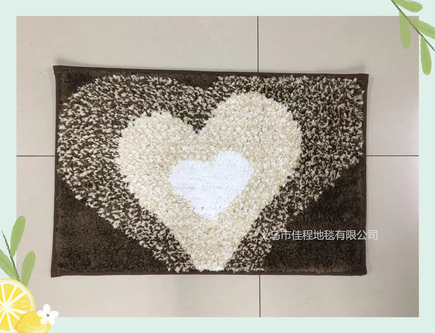 New TPR bottom ultra-fine fiber floor mat, anti-slip foot mat, heart-shaped floor mat, foreign trade floor mat, fiber floor mat Item Picture