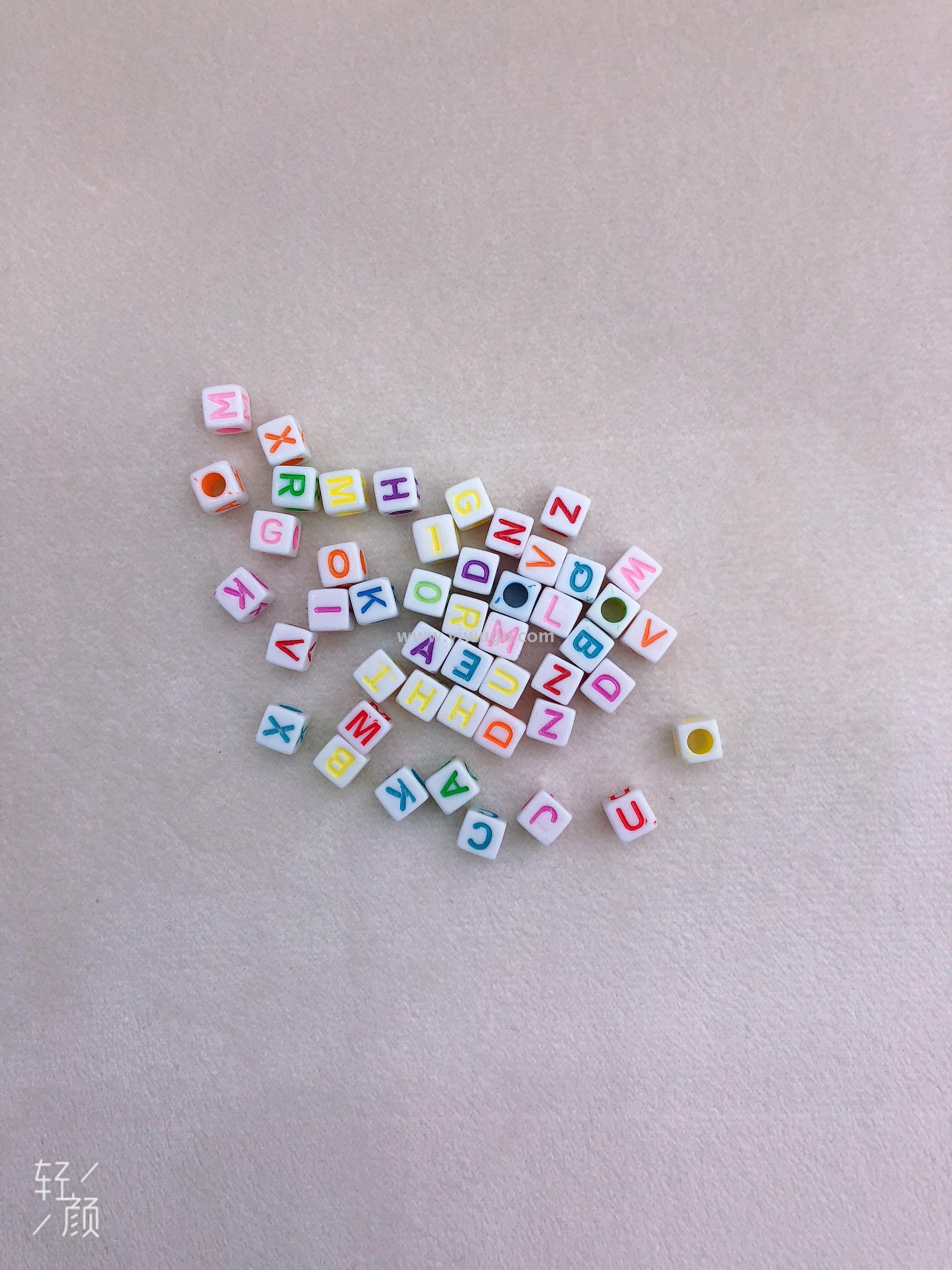 Jungle Elephant English letter Acrylic letter beads, DIY children's beaded jewelry accessories loose beads round beads Specification image