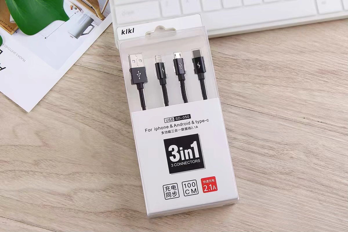 KIKI fashion mobile phone one tow three charging cable boutique braided wire fast charging mobile phone data cable SD050 Application Scenario