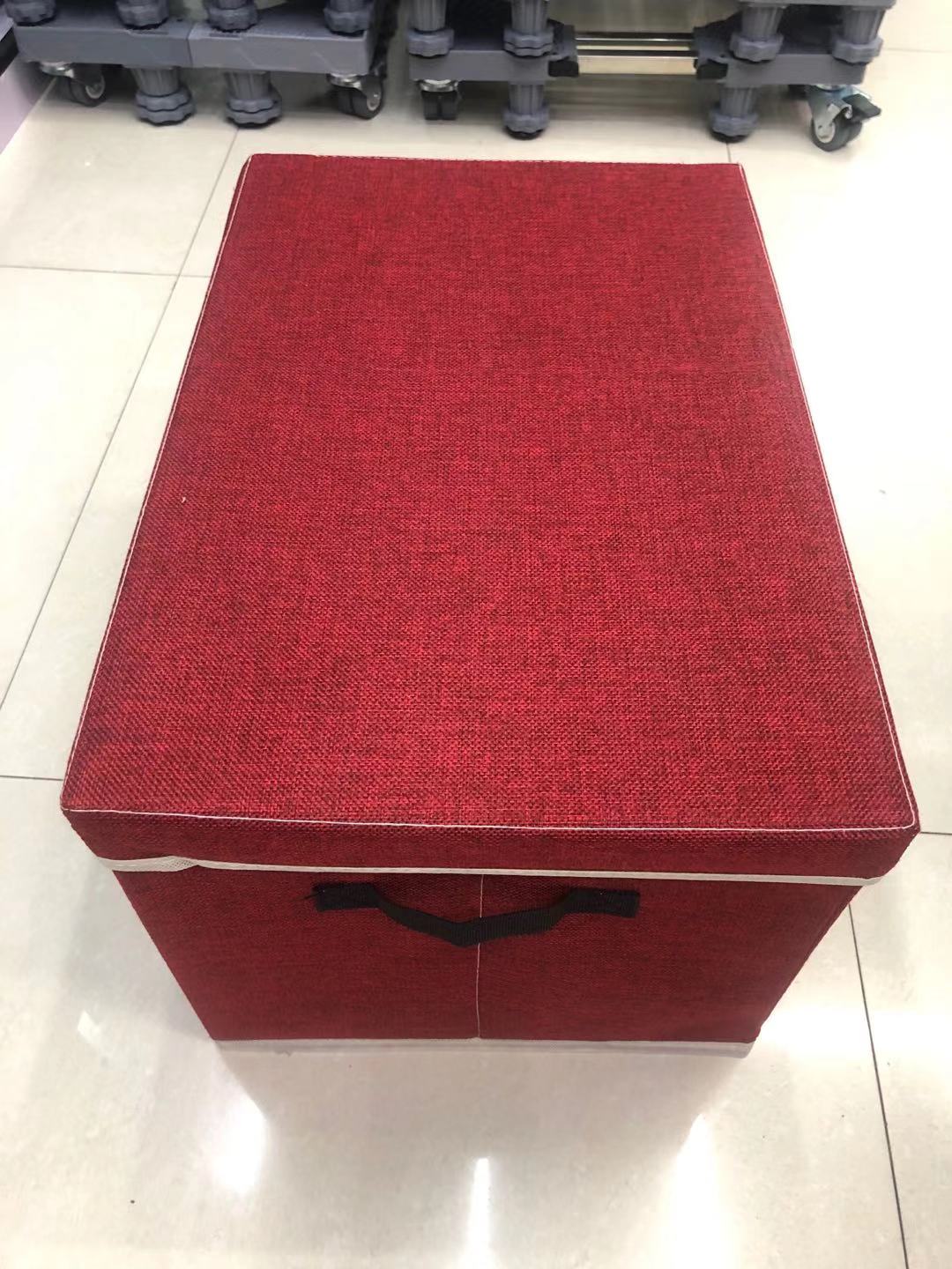 49x33x29cm top and bottom cover cotton and linen storage box, storage box, wardrobe storage supplies, folding storage factory Application Scenario