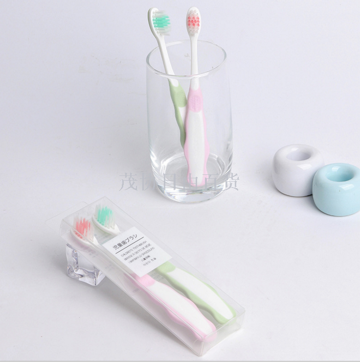 Children's toothbrush crystal case 2 soft hair head tongue coating cleaning baby toothbrush