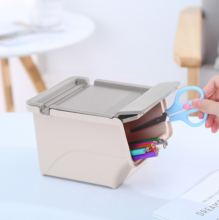 多色家用多功能收纳盒 厂家直销桌面小型垃圾桶 塑料pp家用收纳盒细节图