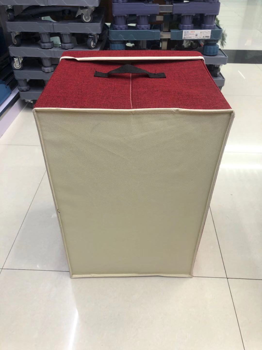 49x33x29cm top and bottom cover cotton and linen storage box, storage box, wardrobe storage supplies, folding storage factory details Picture