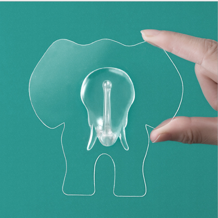 Wholesale creative elephant hooks for kitchen walls, seamless adhesive hooks, bathroom waterproof wall hangers, load-bearing hooks without nails