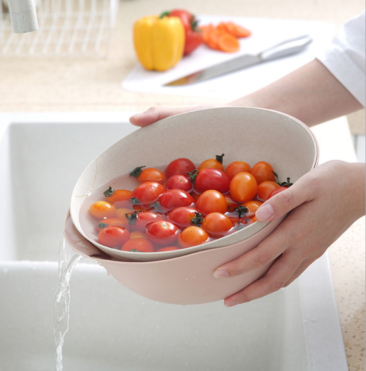 简约时尚家用沥水篮 多功能实用厨房系洗菜工具 创意轻松方便果篮