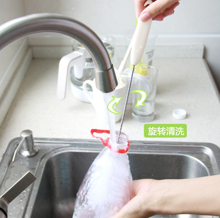 Wine bottle brush Extended cleaning brush Small bottle brush Kitchen clean long handle water bottle clean beer bottle fine mouth bottle brush