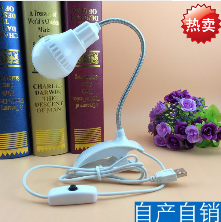 Creative learning led desk lamp for bedside in the bedroom, USB folding charging desk lamp, 3W LED eye-protecting clip desk lamp