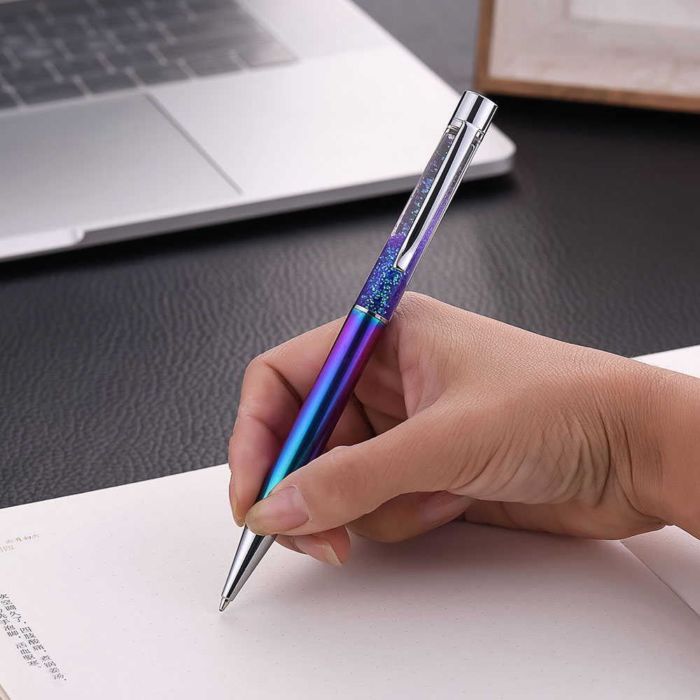 Creative metal ink pen customization company LOGO Crystal pen Ballpoint pen in stock color sand pen water diamond pen Specification image