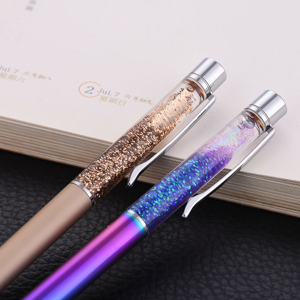 Creative metal ink pen customization company LOGO Crystal pen Ballpoint pen in stock color sand pen water diamond pen Item Picture