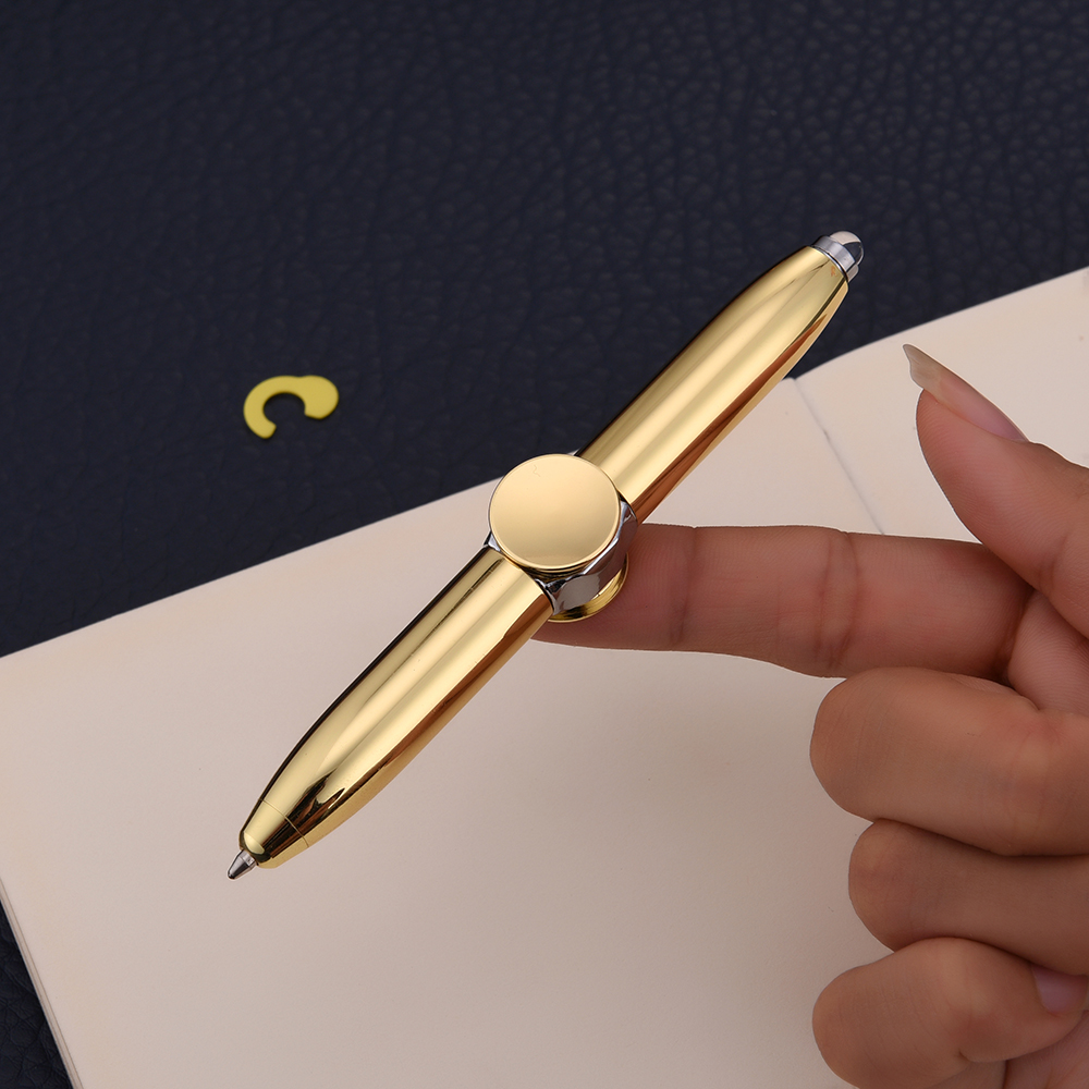 Finger spinner multi-functional ballpoint pen, rotating metal pen, creative LED light, stress-relieving finger spinner pen Specification image