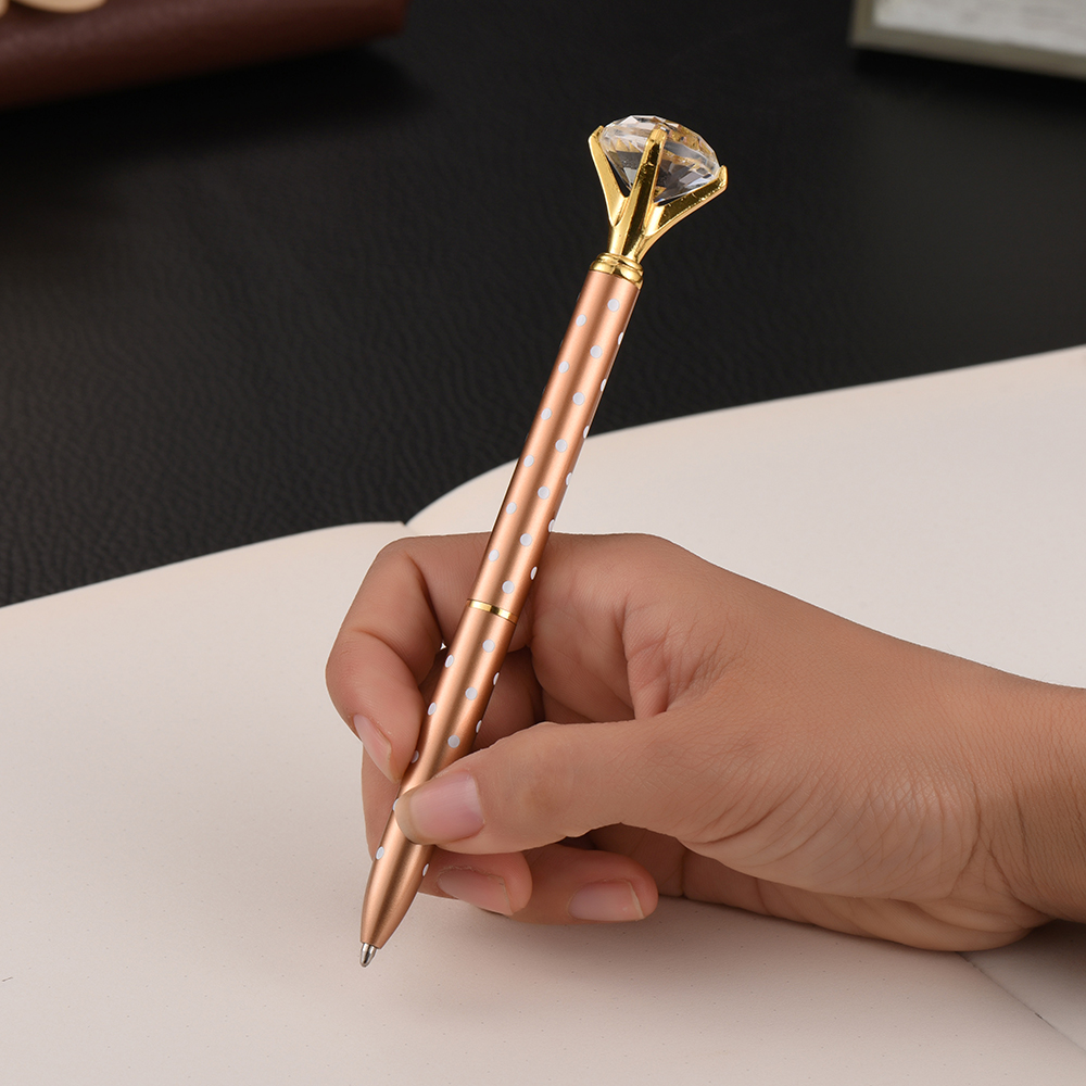 Best-selling metal crystal pen customization company LOGO printed ballpoint pen, diamond pen, creative crystal large diamond pen details Picture