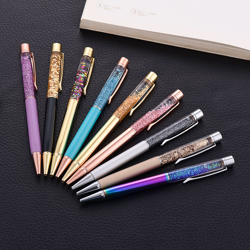 Creative metal ink pen customization company LOGO Crystal pen Ballpoint pen in stock color sand pen water diamond pen